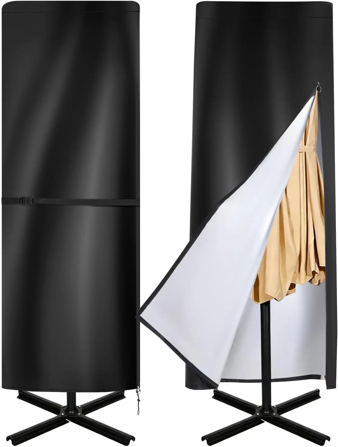 Patio Umbrella Covers, 420D Waterproof Windproof Outdoor Umbrella Cover Fits 13-15 ft with Zipper and Rod, All-Weather Protection for Outdoor Patio, Garden, Deck Umbrellas