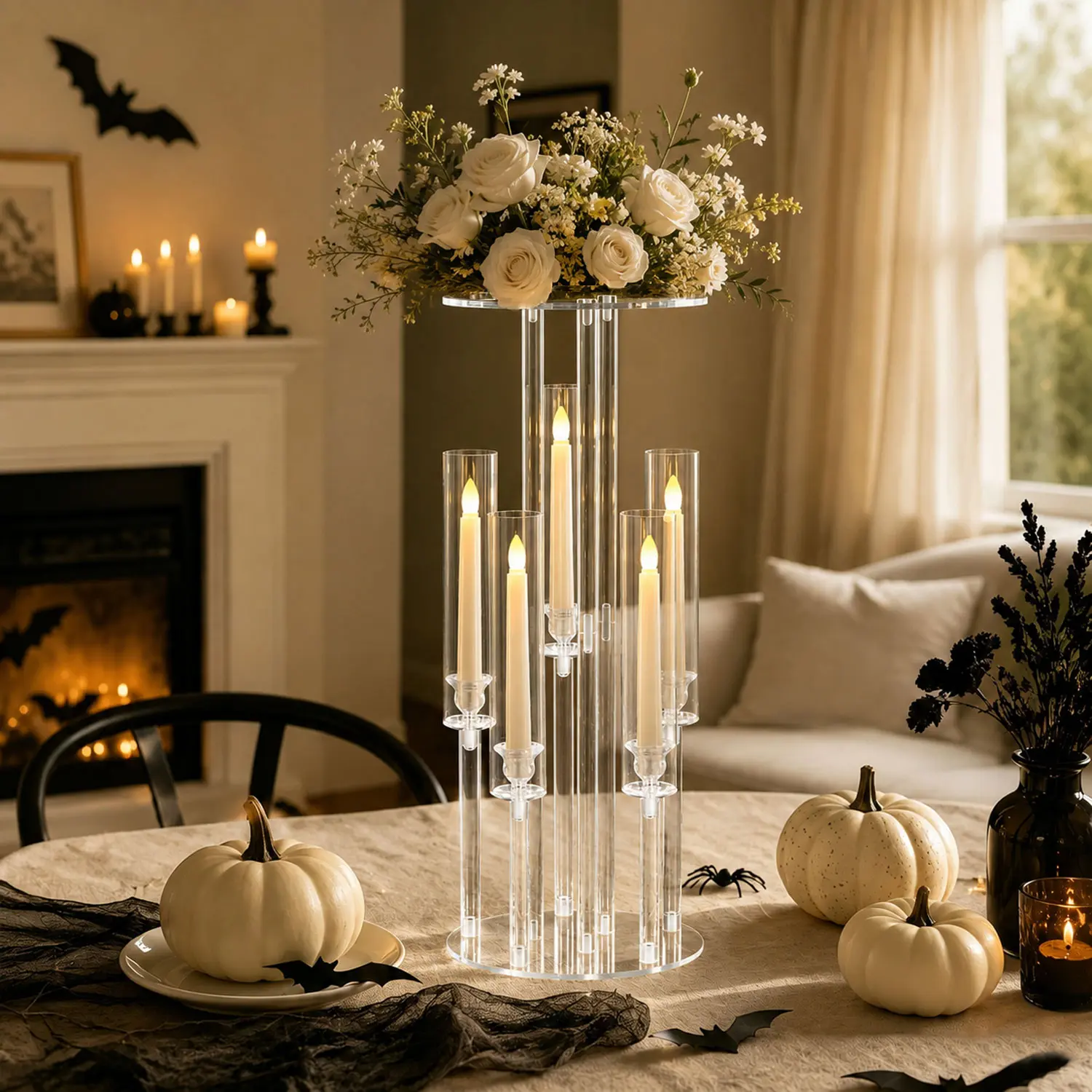 VINCIDERN 23.6in Acrylic Candelabra Centerpiece 5 Arm Clear Candle Stand Elegant Acrylic Candelabra for Wedding Birthdays Christmas Decorations Party Supplies