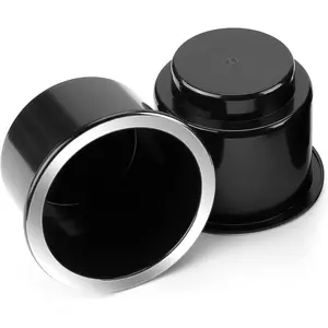 JoyTutus Cup Holder Insert 2pcs for RV Boat Car Couch Golf Cart, Elegant Chrome, Large Plastic Universal Drop in Cup Holder for Pontoon Table Sofa