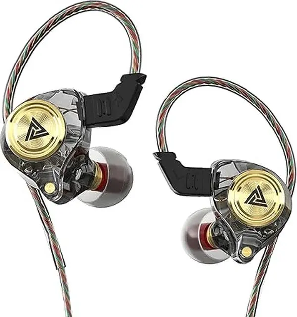 QKZ AK3 FiLe Wired Gaming IEM Earphones with 11mm Dynamic Driver, HiFi Bass Sound, 3.5mm Jack, Memory Foam Ear Tips, Noise Isolation for Gamers, PC/Mobile Use, Headphones
