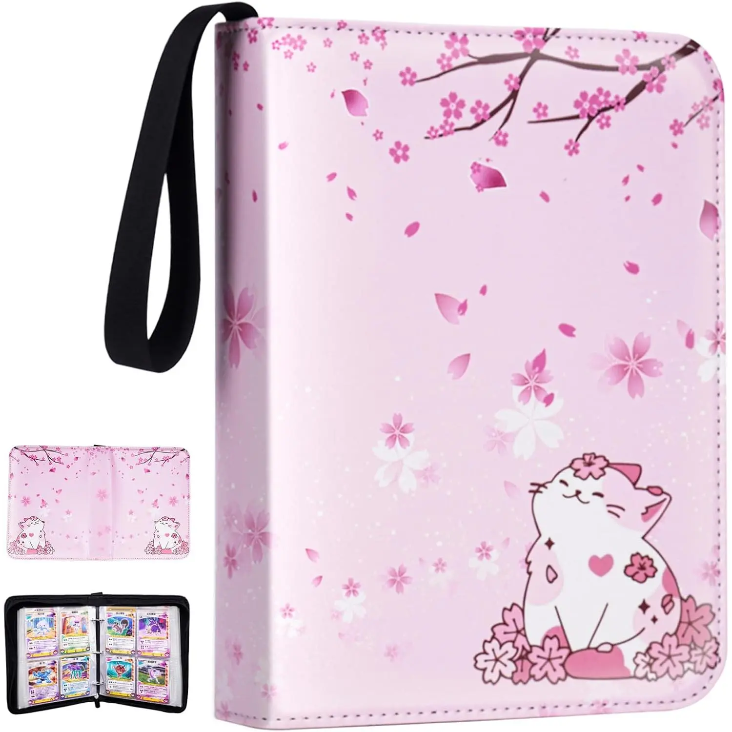 Card Binder for Girls Gifts,440 Cards Collectible Trading Card Holder Case with 55 Sleeves, 4 Pocket for TCG Game Cards Collection Sports Trading Cards Collector Album (Sakura cat) - TikTok Shop Card Binder for Girls Gifts,440 Cards Collectible Trading Card Holder Case with 55 Sleeves, 4 Pocket for TCG Game Cards Collection Sports Trading Cards Collector Album (Sakura cat) - TikTok Shop