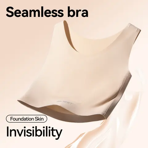 JANEST Seamless Padded Bra Super Flat Minimizer Bra Breathable Comfortable Daily Sportswear Top for Yoga Women Wireless Bralette Underwear Exercise