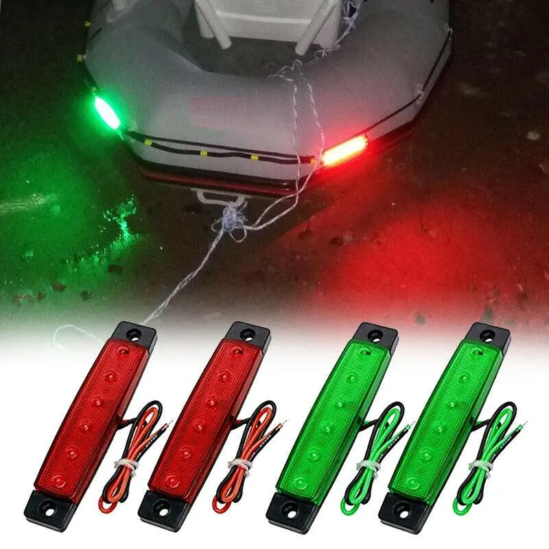 4Pcs Functional Rectangular 12V Voltage Boat Navigation LED Lights - Stern, Starboard Lights for Boats