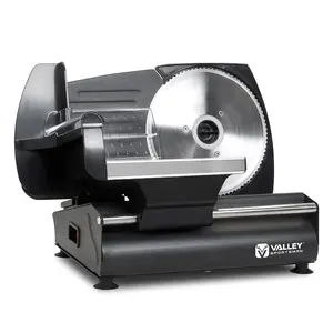 Meat Slicer Machine for Home, Electric Food Slicer with 7.5" Stainless Steel Blade, Adjustable Thickness, Easy to Clean, Cuts Meat, Bread, Cheese and Deli, Black