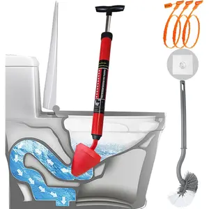 Plunger, High-Pressure Plungers for, Brush and Plunger Set - Air Drain Unclogger & Clog Remover for Drains, and Clogged Pipes