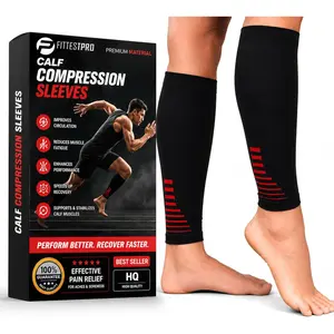 Fittest Pro Calf Compression Sleeves and Leg Wraps for Shin Splint Support, Pain Relief for Running, Basketball, Cycling