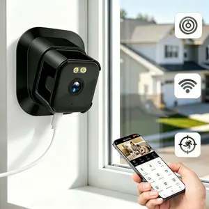 Indoor Security Camera 2K Window Surveillance Cam with 2.4G & 5G WiFi Full Color Night Vision AI Motion Detection Two-Way Audio TF Card Storage Cloud Service Optional for Home Office Indoor Use