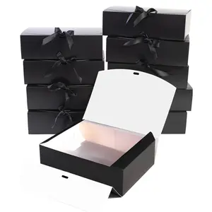 10pcs High-End Black Gift Boxes, Foldable Flip-Top Paper Gift Boxes, Elegant, Thickened, Durable Rectangular Gift Boxes, Various Sizes Of Gift Boxes, Surprise Gift Boxes - Packaging Boxes - Gift Bags-Perfect For Birthdays, Father'S Day, Mother'S Day