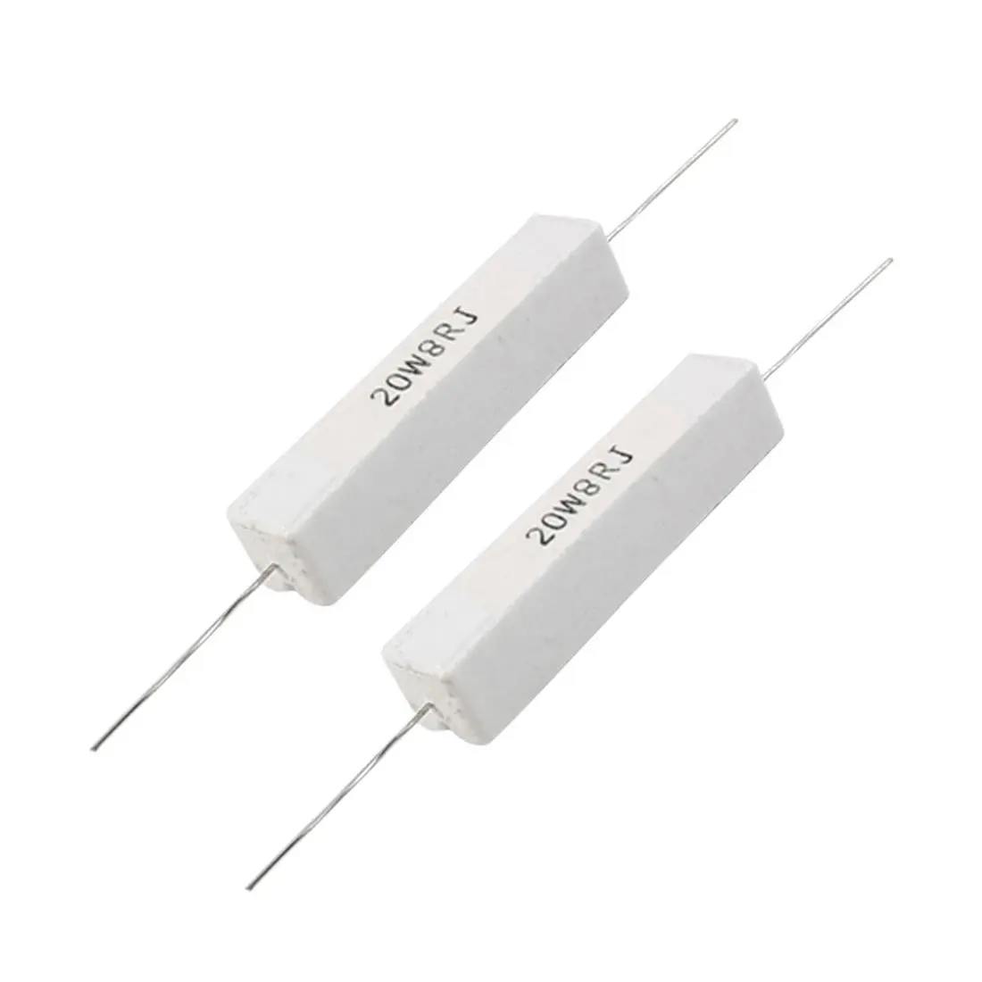2 Pcs High Power Wire Wound Ceramic Cement Resistor - 8 Ohm, 20W, 5% Tolerance - for Computer, Apparatus, TV Set (Baby & Maternity Nursing & Feeding Baby Bottle Cleaner Compatible Component), Sound Equipment, Meter