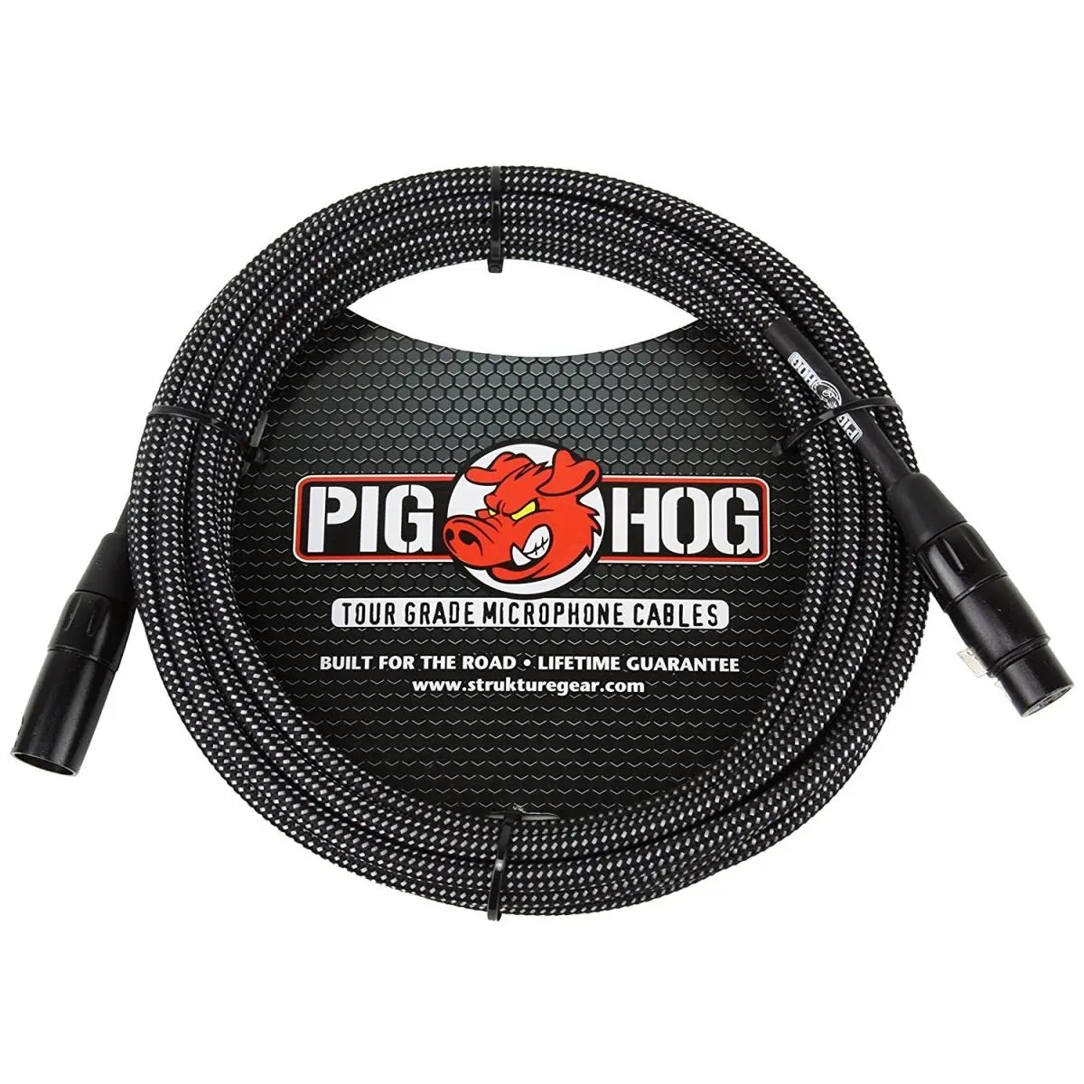 Ace Products PHM10BKW 20 ft. High Performance Woven XLR Microphone Cable - Black & White