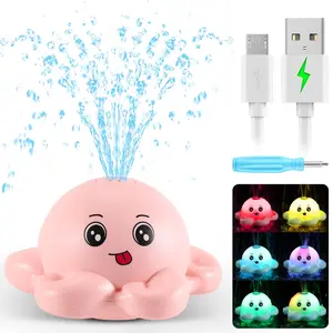 Gigilli Rechargeable Octopus Durable Pool Toy with Colorful Flashing Lights Double Layer Waterproof Design for Kids Perfect Christmas Gift