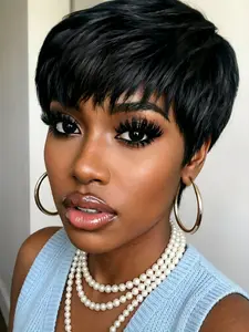 Pixie Cut Wig Blonde 613, Short Straight Daily Party Cosplay Use, Machine Made 150% Density Human Hair Wigs for Women