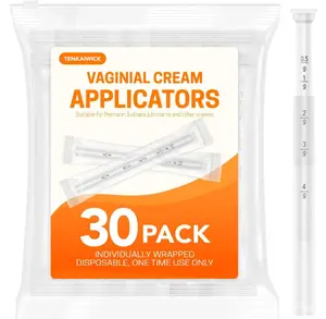 30 Pack Disposable Vaginal Suppository Applicator for Women, Fits Most Lubricants Creams Gels Pills Tablet Suppositories, Threaded End, Soft & Small Tip, with Dosage Markings, Individually Wrapped
