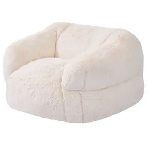Fathersdaygift Plush Fabric Adult Bean Bag Chair with Armrests, High-Density Foam Filling Comfy Lazy Sofa Chair with Zapper, Ideal for Living Room, Bedroom, Beigedealsforyoudays
