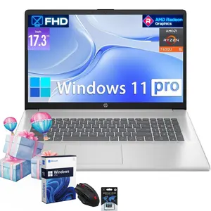 HP 17-inch Laptop for Business and Student -  Windows 11 Pro, Wi-Fi 6, up to 32GB RAM, 512GB SSD, AMD Ryzen 5 7430U, Fast Charge, 17.3” FHD Anti-Glare Display,Bundle Accessory
