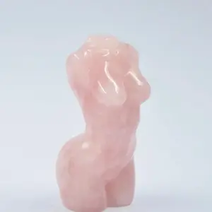 Large Rose Quartz Feminine Figure - Pink Crystal Sculpture for Decorative Use