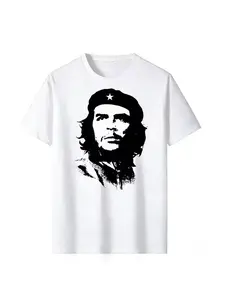 High-Quality Short Sleeve Che Guevara Revolution Print T-Shirt, Casual Streetwear O-Neck Tee, Fitted Style, All Seasons Wear, Graphic Pattern, Menswear