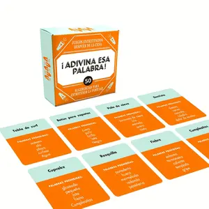 50 Spanish word guessing game cards "I Guess the Word" - a board game for family gatherings and Spanish classes with 50 cards to help you learn Spanish