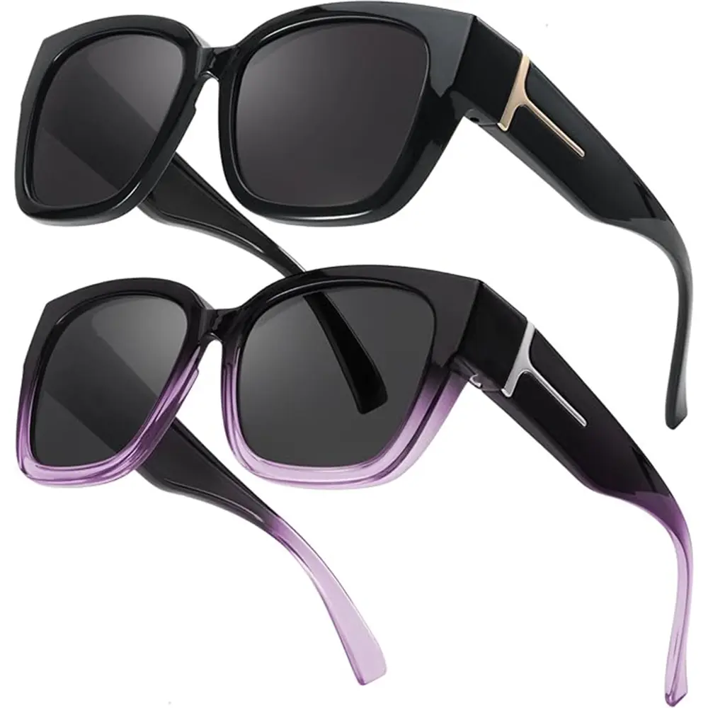 2Pcs Black/Grey Lens-Gradient Purple/Gra
