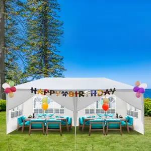 10'x20' Large Outdoor Party Tent - PE Cloth Waterproof Canopy with 6 Removable Sidewalls, Spacious Outdoor Patio Furniture for Patio Weddings, White Summervibes Gazebo