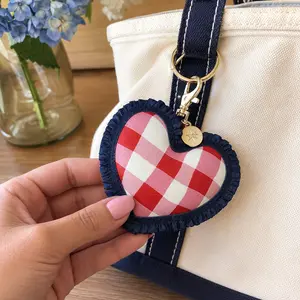 Picnic Date Gingham Heart Bag Charm | Cute Gingham Keychain for Women | Cottagecore Aesthetic Purse Charm | Gift for Her