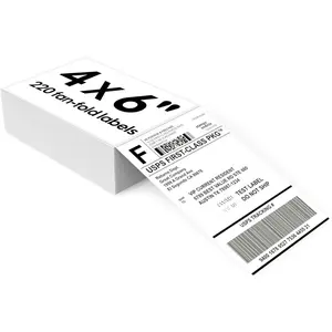 4x6 Thermal Labels, 220 Fanfold Labels, Perforated &  Adhesive, Compatible with Direct Thermal Printers for USPS UPS FedEx DHL Address Shipping Label