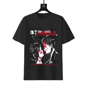 My Chemical Romance Three Cheers For Sweet Revenge Vintage Blood Splatter Graphic T-Shirt Emo Rock Band Album Inspired Cotton Short Sleeve Tee For Fans Casual Streetwear