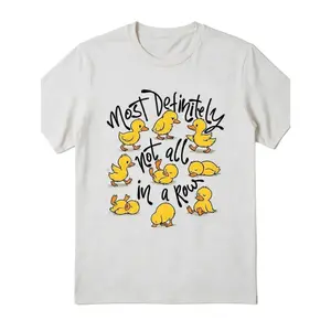 Funny Duck Women's Graphic Tee Most Definitely Not All In A Row Cute Ducklings Print T Shirt Short Sleeve Crewneck Casual Oversized Streetwear Summer Top Soft Cotton Gift For Men Women