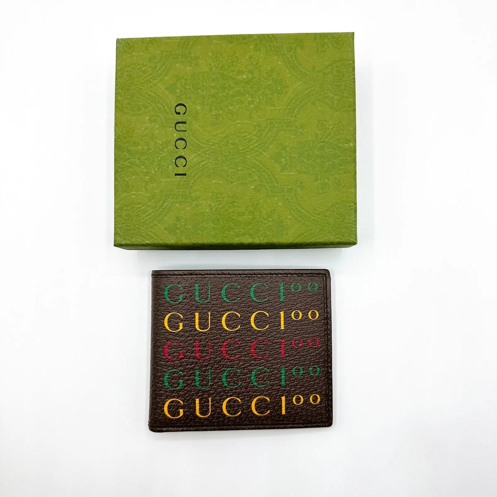 Pre-owned GUCCI Leather Small Leather Goods 100 Centennial Men's Brown Bifold Wallet