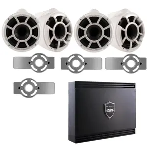 Wet Sounds for Mastercraft 2007 & Up - Two Pairs Of REV10 10" White Tower Speakers with Adapters & SD2 Amplifier