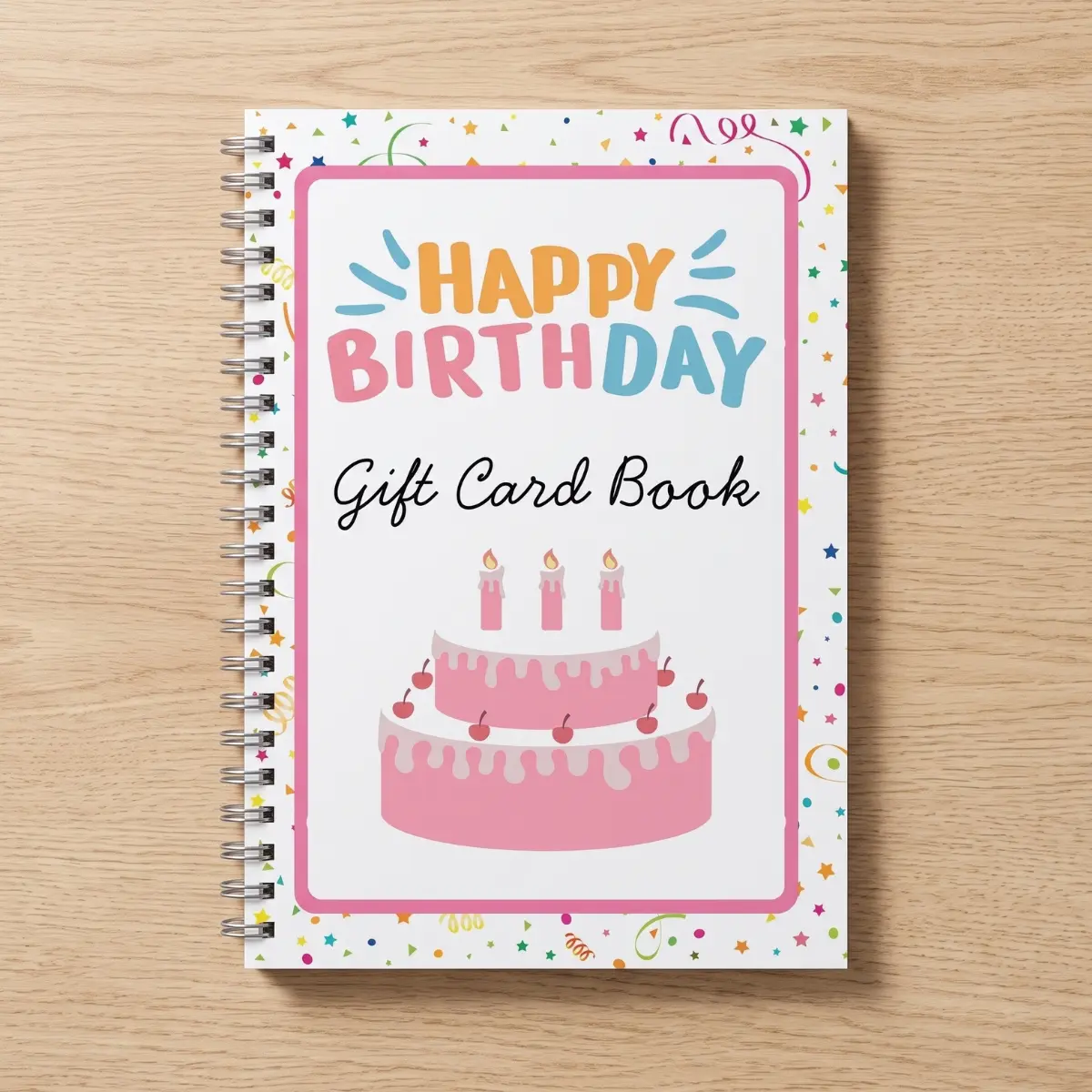 Happy Birthday Gift Card Holder Book 5 x 7 Inch - Colorful Spiral Keepsake with Write-In Pages, Cards Not Included