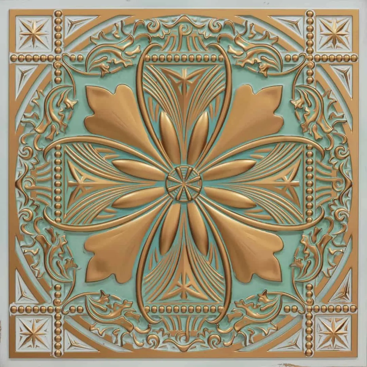 From Plain To Beautiful In Hours Helena 2 ft. x 2 ft. PVC Glue-Up or Lay-In Faux Tin Ceiling Tile - #337 - (Pack of 10) / 40 sqft