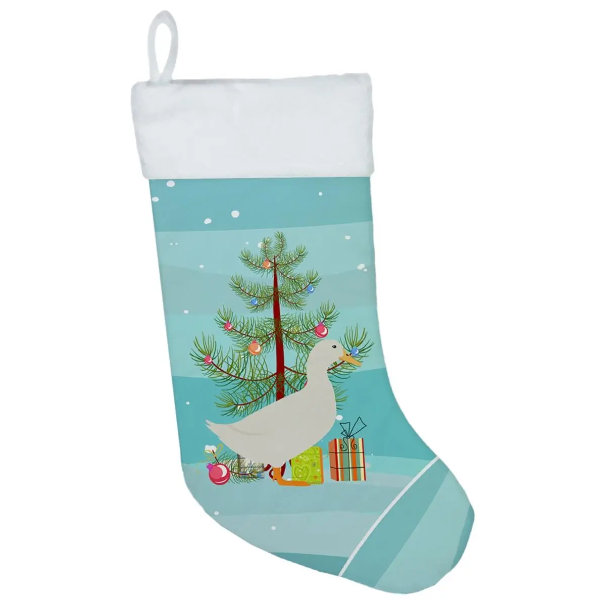 American Pekin Duck Artwork 1-Piece Suede Christmas Stocking, 0.25 lbs Machine-Washable Festive Home Holiday Decor