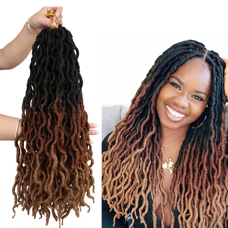 2026 New Goddess Faux Locs Crochet Hair Soft Curly Dreadlocks Hair Extensions Synthetic Braiding Hair  Crochet Locs Wholesale Braids