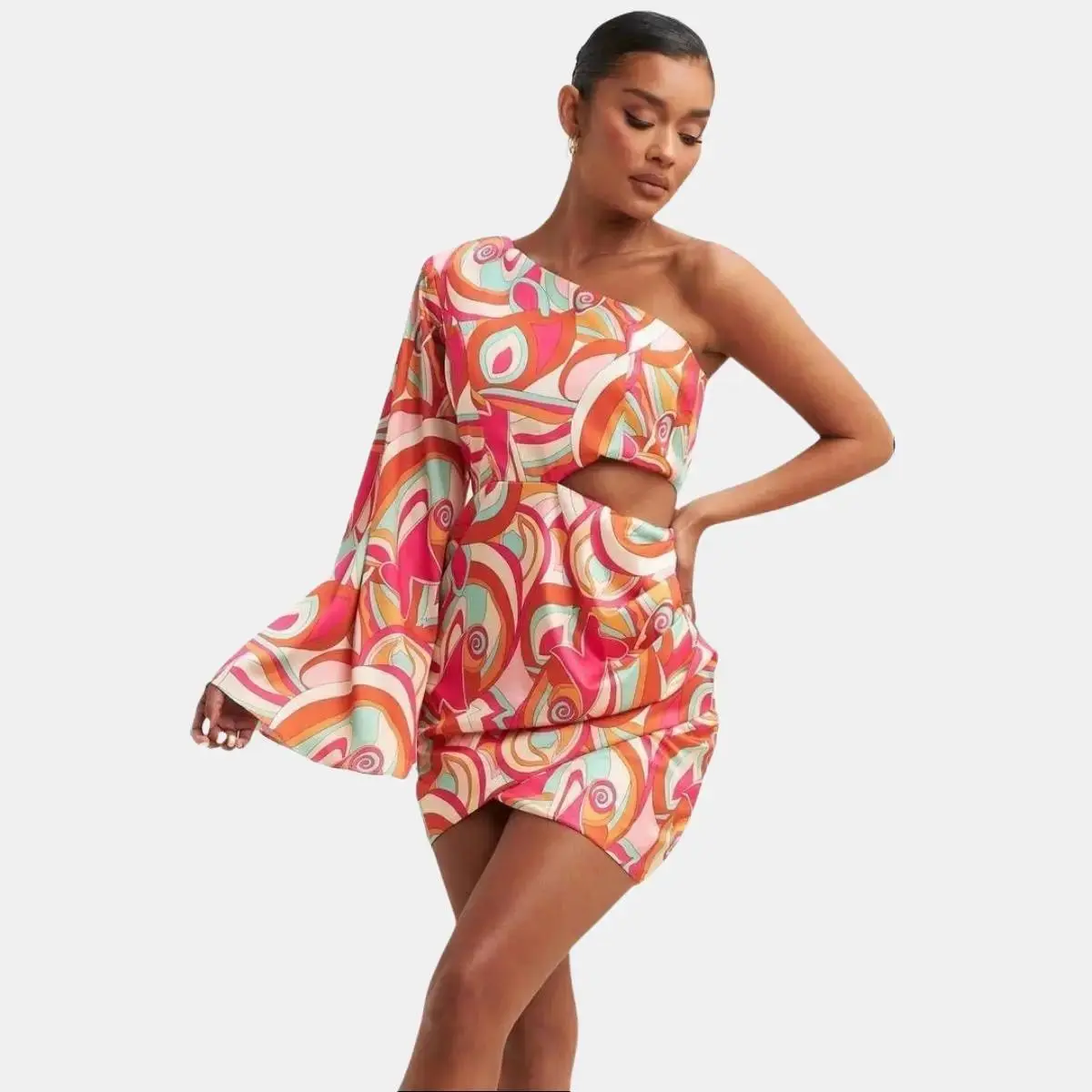 Sasha Floral One shoulder Mini Dress Womenswear