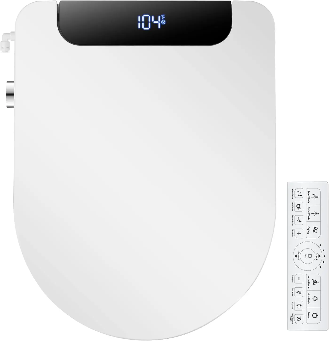 Bidet Toilet Seat, Round, Electric, Warm Water, Air Dryer, Heated Seat and Slow Close Lid, Front and Rear Wash, Night light, Wireless Remote, 102D (Round)