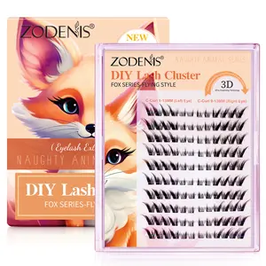 ZODENIS Lashes Cluster: C Curl, Natural Look Wispy False Eyelashes Mix (Fox,Dog,Cat) - 120,100,90pcs DIY Kit