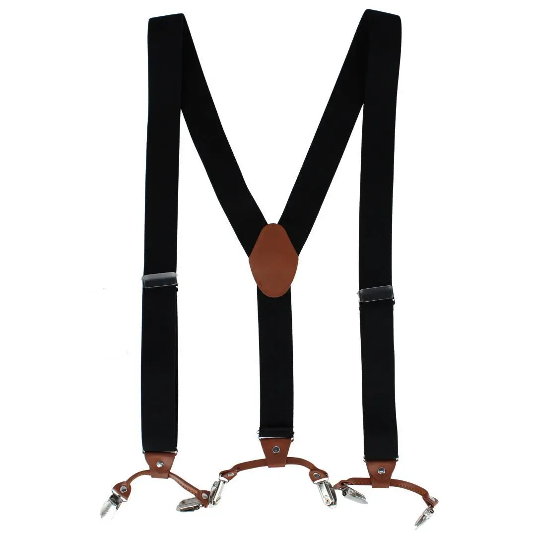 CTM Men's Solid Color Elastic Y-Back Double Clip-End Suspender, Clip-End Suspenders