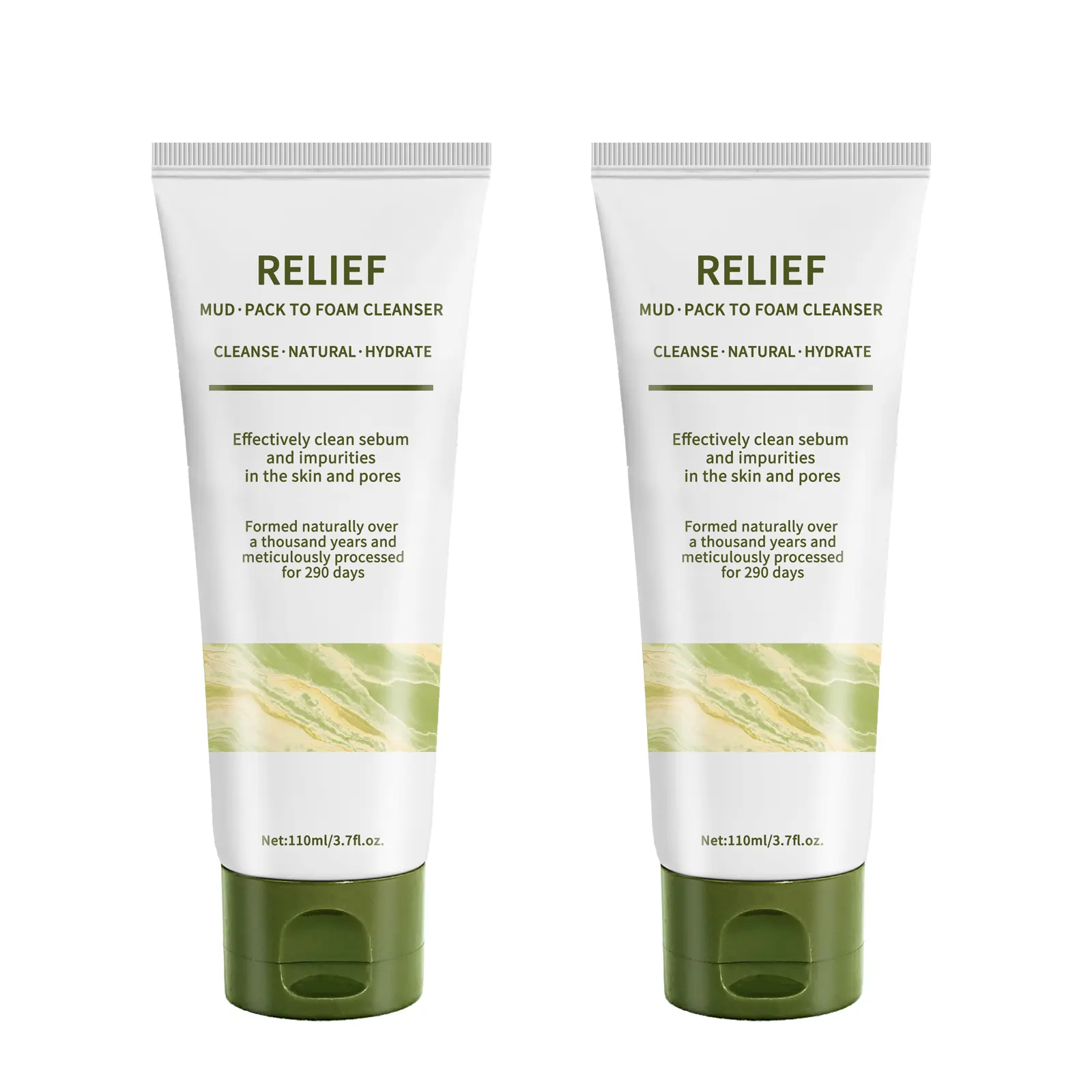 2-in-1 Foaming Facial Cleanser for Sebum Control & Makeup Removal 110ml (3.72 fl.oz.) – Pore-Reducing, Hydrating & Tightening Mud-to-Foam Formula