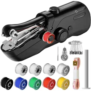 Handheld Mini Portable Electronic Sewing Machine for Beginners, Quick Stitching & DIY Crafts (Black)