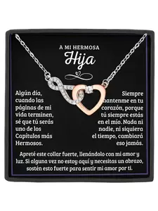 To My Daughter Necklace Gift Infinity & Heart Pendant with Cubic Zirconia,Sentimental Birthday Gift for Daughter From Mom - Inspirational Keepsake Jewelry