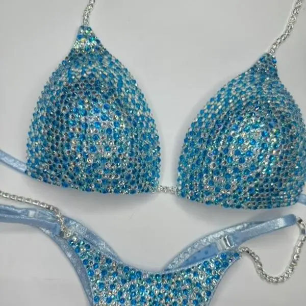 "Ice Sparkle" Crystal Competition Bikini Set | Fitness Bikini Cup B