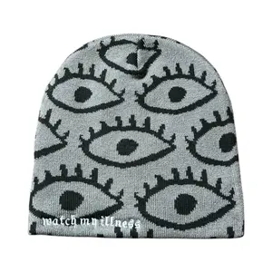 illestic wear Beanies "watch my illness" with Eye Pattern Design
