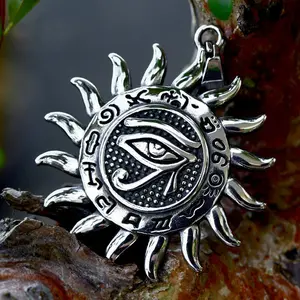 GTHIC Eye Of Ra Sun Stainless Steel Egyptian Pendant for Men Women Statement Jewelry Daily Wear