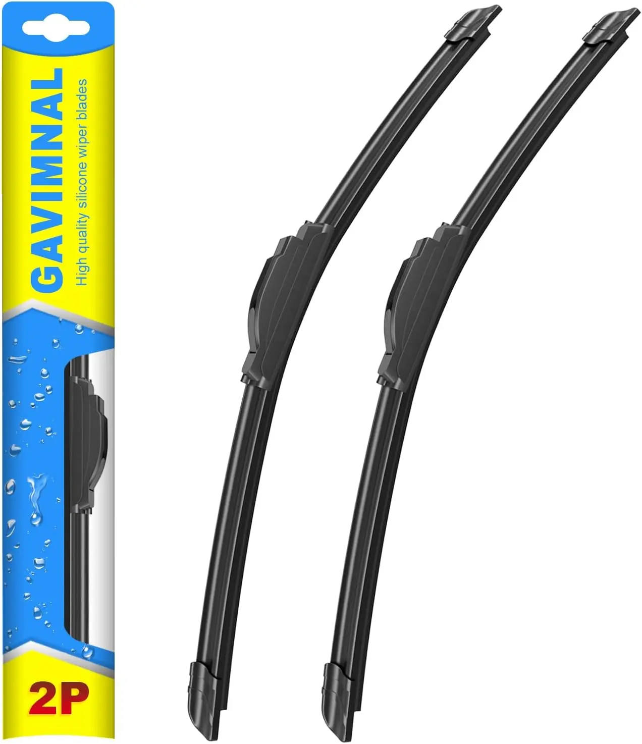 Silicone Front Windshield Wiper Blades Set of 2 (26"+19") - Quiet Operation, All Seasons, Water Film Removal, Mute Certified, for Toyota Prius 2010-2015, Honda Accord 2008-2017