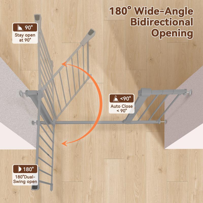 PAWGIANT 36" Tall Pet Gate for Cats, 29.5-40.6" Wide, Auto Close Extra Wide Dog Gate for House, for Doorways & Bottom of Stairs, Pressure Mount Safety Gate for Babies, Toddlers & Pets, Tested & Safe, Baby Gate Pressure Mount