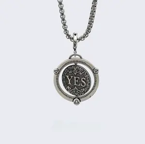 Rotating Yes or No Decision Coin Necklace Unisex Daily Accessory cross Fashionable Collarbone Chain elegant rhinestone sparkly Adjustable Heart Rate Couples Set Day Bible Verse daughter friendship style necklace vintage pendant necklace versatile fashion