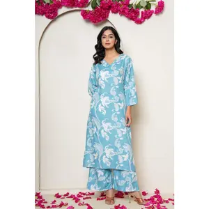 Blue Flower Print Co-Ord Set