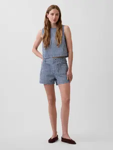 Gap Women's 3.5" High Rise Gingham Relaxed Straight Denim Shorts
