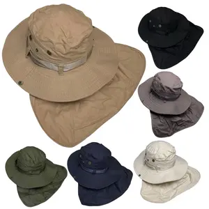 Summer Bucket Boonie Hat, Neck Flap, Cover Sun, Wide Brim, Fishing, Garden, Working Cap